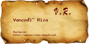 Vancsó Riza névjegykártya